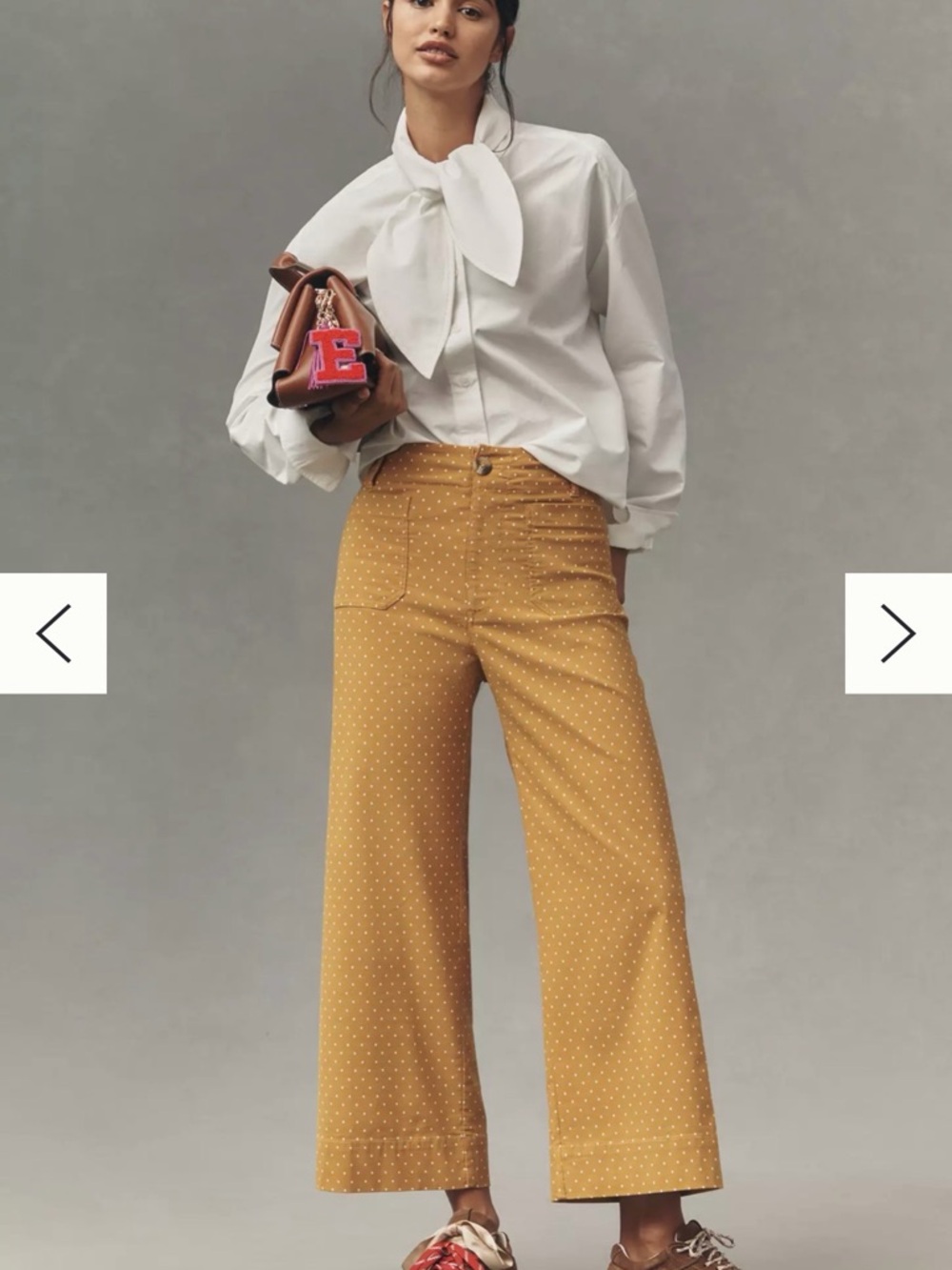 The Colette Mustard Polka Dot Wide-Leg Pants by Maeve